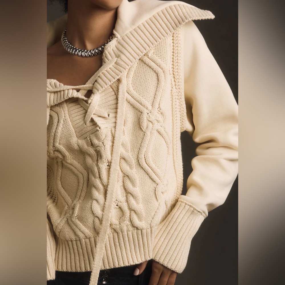 Pilcro Cable Laced Twofer Sweater